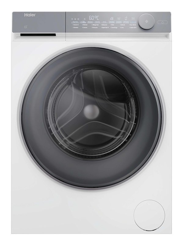 HAIER HW80-B14367TU-IT LAVATRICE, Caricamento frontale, 8 kg, 14 programmi, Profondità 45,2 cm, Giri 1400 rpm, Argento/Bianco, livello rumorosità centrifuga 70 dB(A), Classe A
