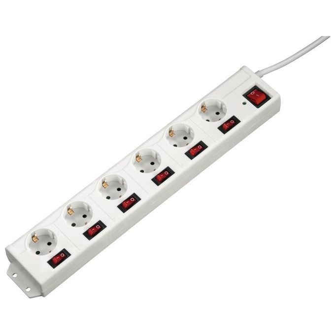 Hama 137239 Presa Multipla 6+1 Prese Singolarmente Commutabili con Protezione da Sovratensione 1,4 m colore Bianco Hama 137239 Presa Multipla 6+1 Prese Singolarmente Commutabili con Protezione da Sovratensione 1,4 m colore Bianco