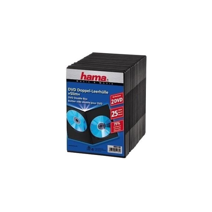 Hama 51185 Custodia DVD Slim Double Box 2 Dischi Confezione da 25 Pezzi colore Nero