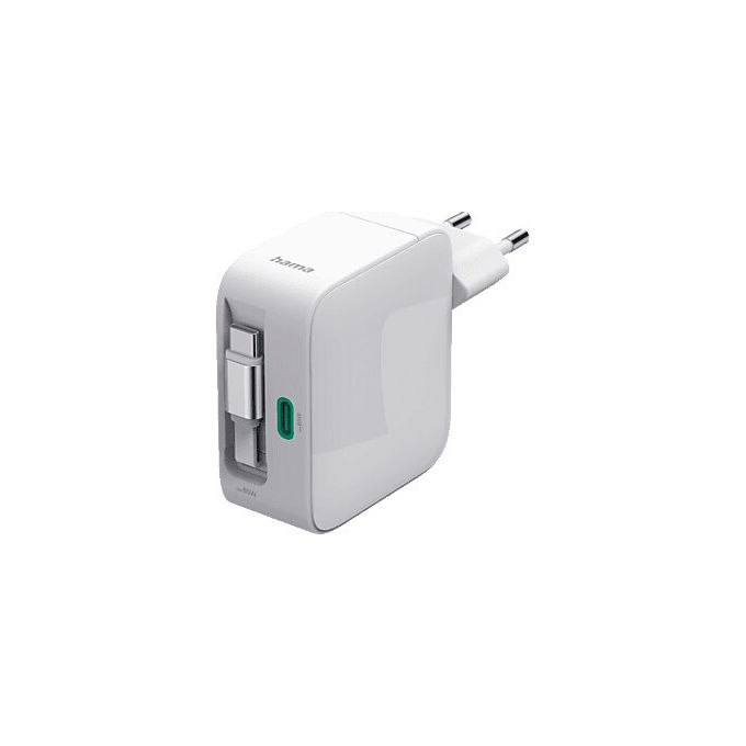 Hama - Alimentatore Type C Cavo Retrattile 65w-bianco