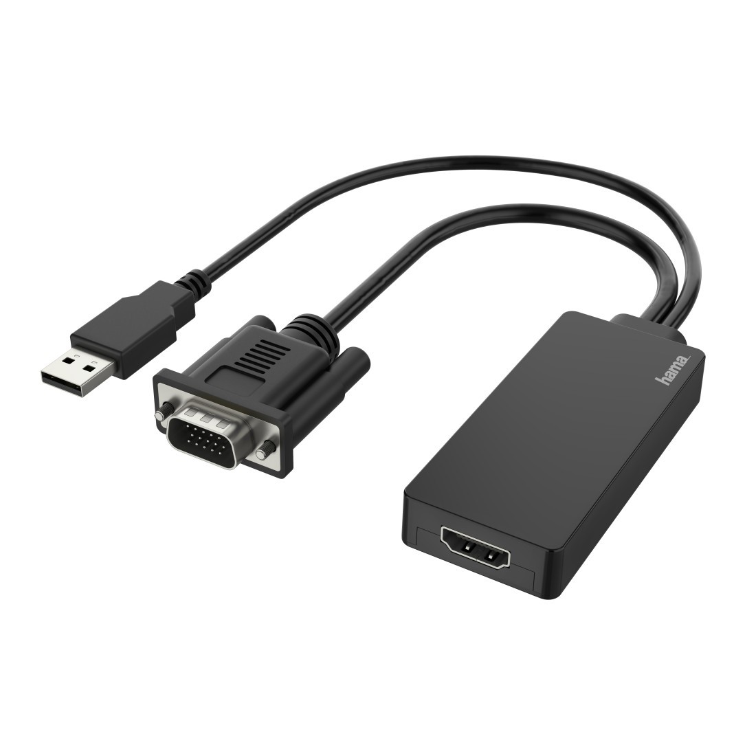 HAMA Cavetto adattatore ingresso VGA+USB/ uscita HDMI, Full HD 1080P, nero