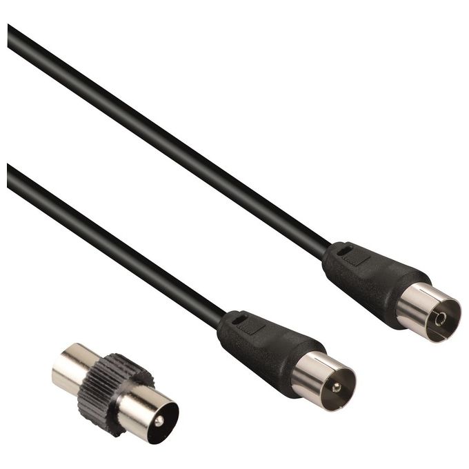 HAMA Cavo antenna M/F con adattatore M/M, 1,5 metri, 75 dB, nero HAMA Cavo antenna M/F con adattatore M/M, 1,5 metri, 75 dB, nero