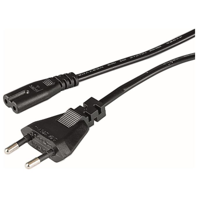 HAMA Cavo di collegamento alla rete elettrica spina 10A (EUR)/presa 2 poli,1,5 metri, nero