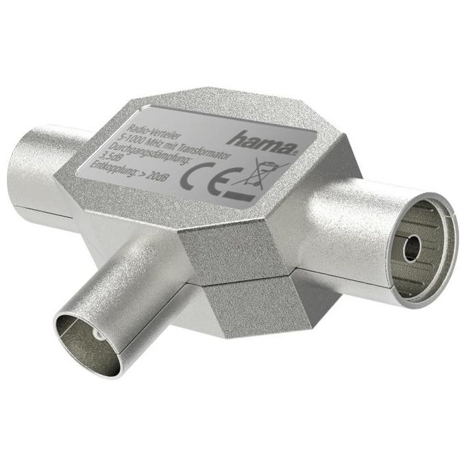 HAMA Distributore antenna 1 M/2 F, corpo in metallo