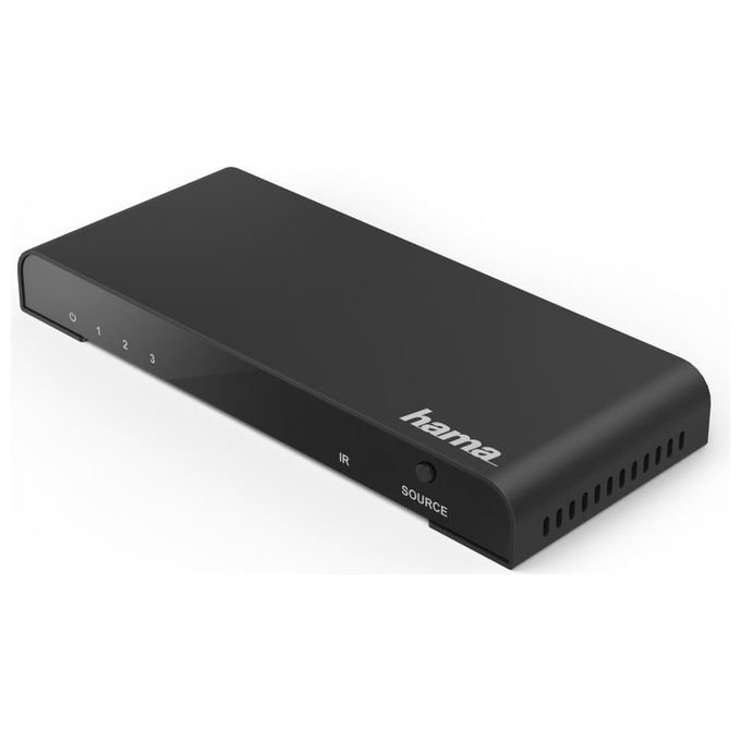 HAMA Switch HDMI 3 porte con telecomando, connettori dorati, 4k, nero