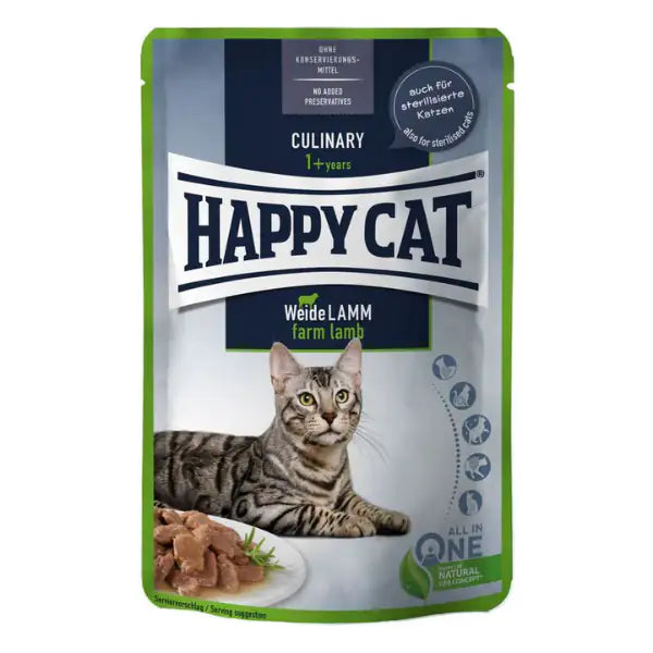 Happy Cat Adult Culinary bocconi in salsa 85 gr Agnello - confezione da 24 pezzi - Cibo umido per gatti - 1° ORDINE? scegli tra BZR5 - BZR20 + 200 pt fedeltà
