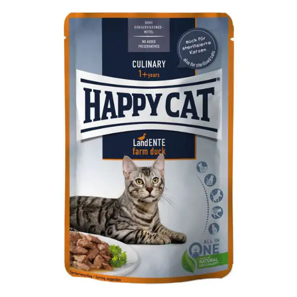 Happy Cat Adult Culinary bocconi in salsa 85 gr Anatra - confezione da 24 pezzi - Cibo umido per gatti - 1° ORDINE? scegli tra BZR5 - BZR20 + 200 pt fedeltà