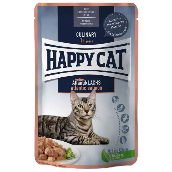 Happy Cat Adult Culinary bocconi in salsa 85 gr Salmone - confezione da 24 pezzi - Cibo umido per gatti - 1° ORDINE? scegli tra BZR5 - BZR20 + 200 pt fedeltà