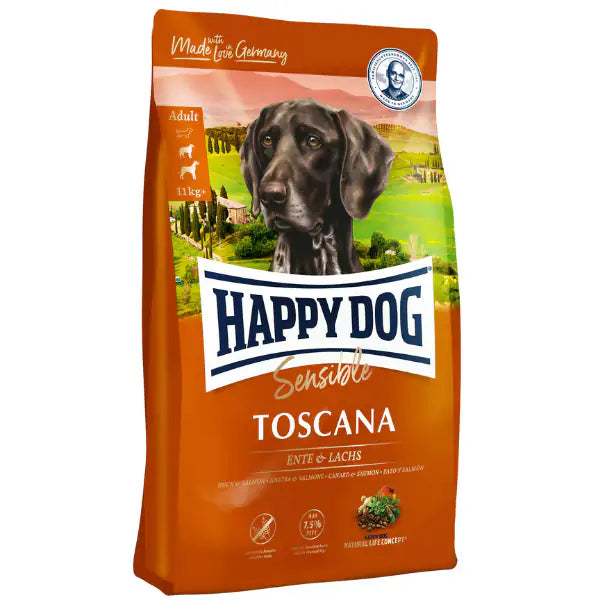Happy Dog Sensible Medium/Large Toscana Grain Free Pesce e anatra 11 kg - Croccantini per cani - 1° ORDINE? scegli tra BZR5 - BZR20 + 200 pt fedeltà Happy Dog Sensible Medium/Large Toscana Grain Free Pesce e anatra 11 kg - Croccantini per cani - 1° ORDINE? scegli tra BZR5 - BZR20 + 200 pt fedeltà