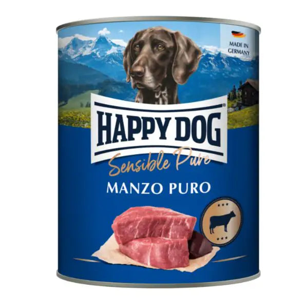 Happy Dog Sensible Pure Monoproteico Grain Free 800 gr Manzo - confezione da 6 pezzi - Umido monoproteico cane - 1° ORDINE? scegli tra BZR5 - BZR20 + 200 pt fedeltà