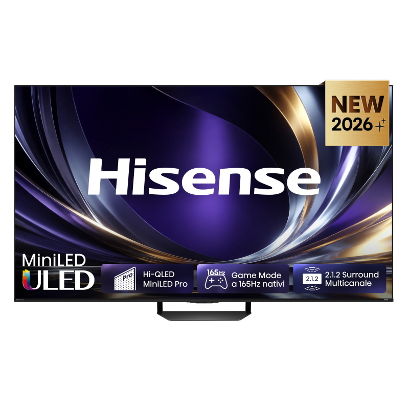 HISENSE 55U7S PRO, Smart TV MiniLED 165Hz 55" 4K, Schermo Anti-Riflesso, Dolby Atmos 2.1.2 By Devialet, VIDAA OS, Vision IQ, Native Game Mode, 4 HDMI 2.1, Wifi, BT, AirPlay2, lativù 4K