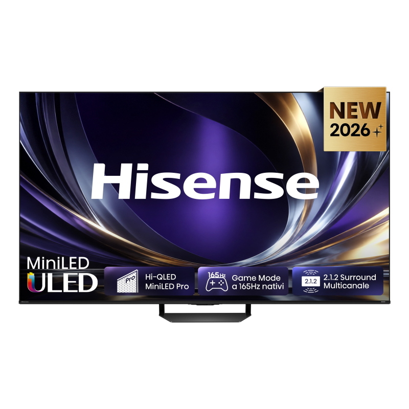 HISENSE 65U7S PRO, Smart TV MiniLED 165Hz 65" 4K, Schermo Anti-Riflesso, Dolby Atmos 2.1.2 By Devialet, VIDAA OS, Vision IQ, Native Game Mode, 4 HDMI 2.1, Wifi, BT, AirPlay2, lativù 4K
