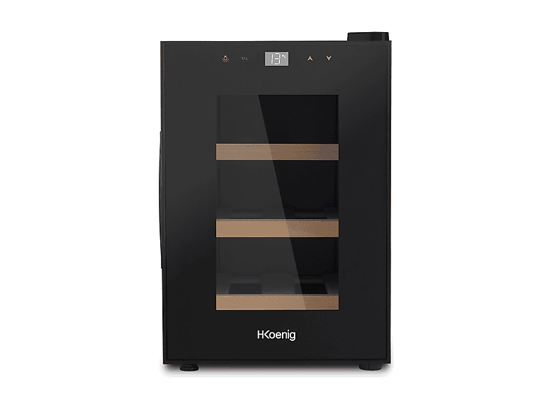 H.KOENIG AGE6 CANTINETTA, 6 bottiglie, 3 ripiani, dimensoni: L 24,6 cm, A 37,8 P 50 temperatura massima 18 °C, minima 11 Nero, classe G