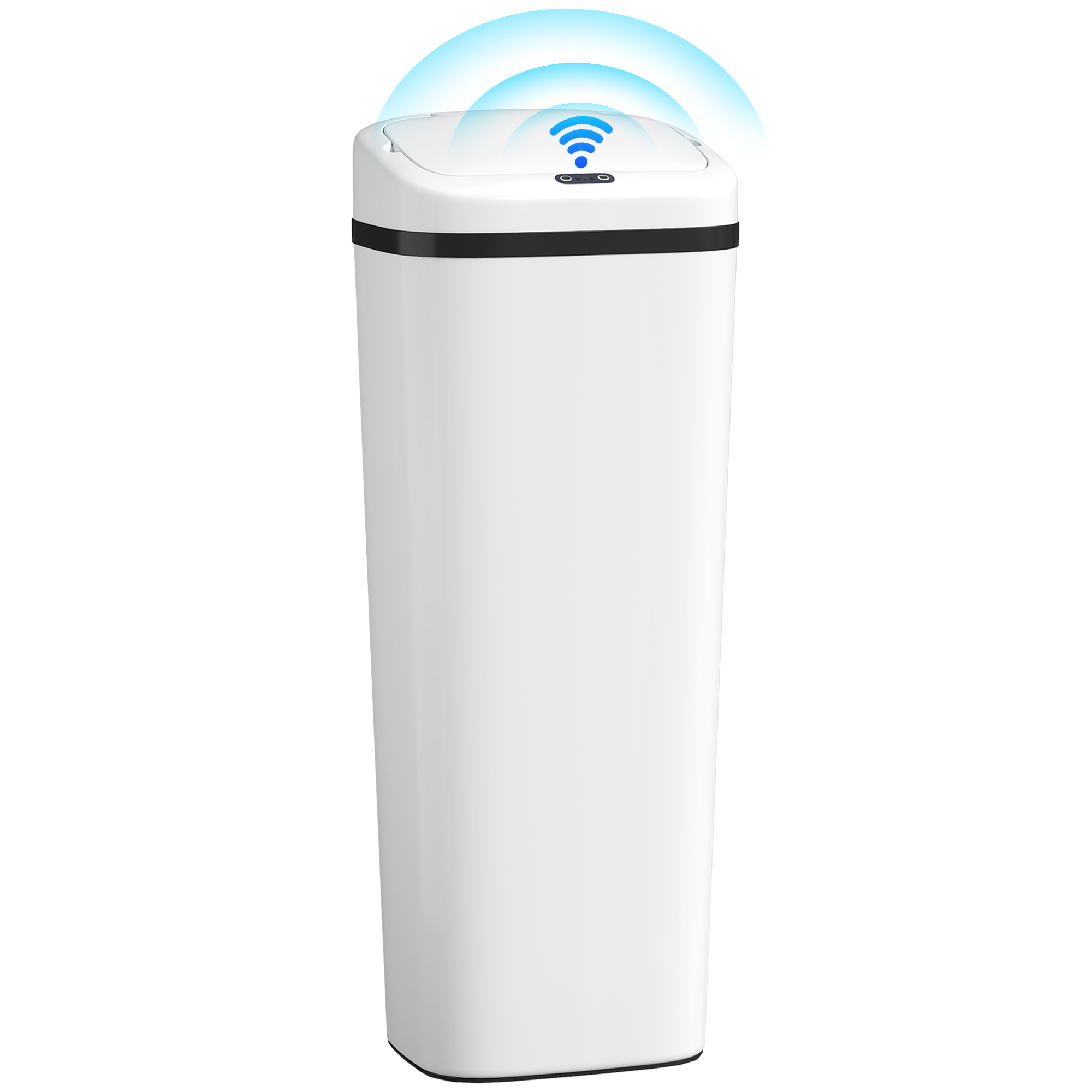 HOMCOM Cestino Automatico da Cucina Fine 50L, Doppia Modalità di Apertura, Sensore di Movimento Senza Contatto, Bianco