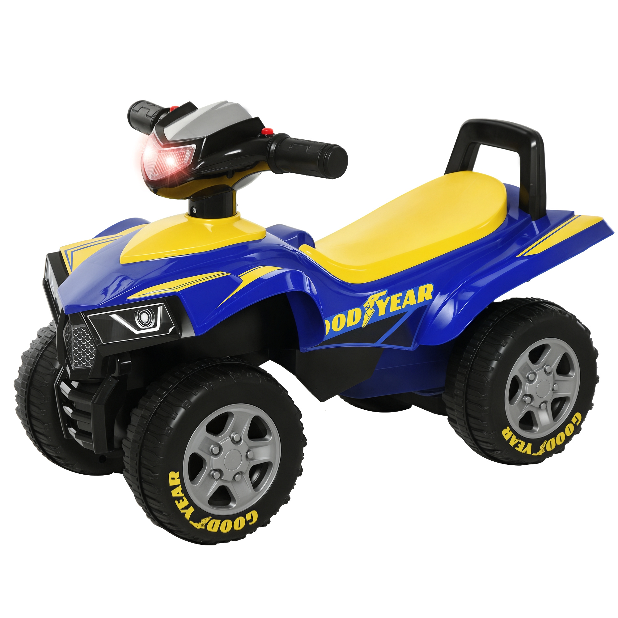 HOMCOM marsupio porta bimbo Quad 18-36 mesi dim. 60L x 31l x 42H cm effetti luminosi e sonori blu giallo
