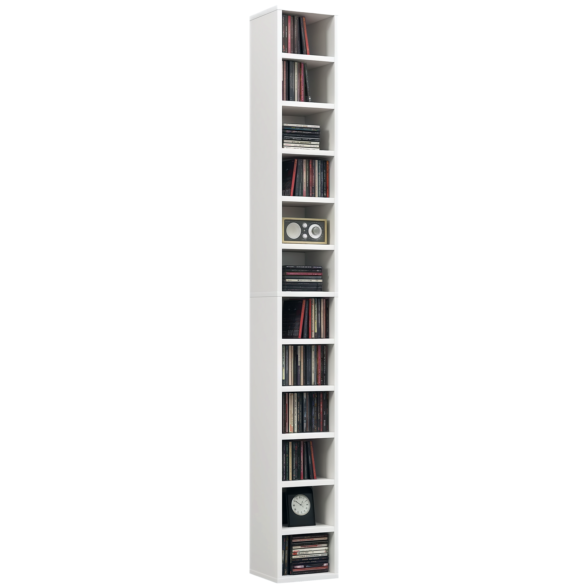 HOMCOM portaoggetti per CD e DVD, scaffale portaoggetti a colonna, unità di archiviazione con 12 scomparti, max. Capacità del CD