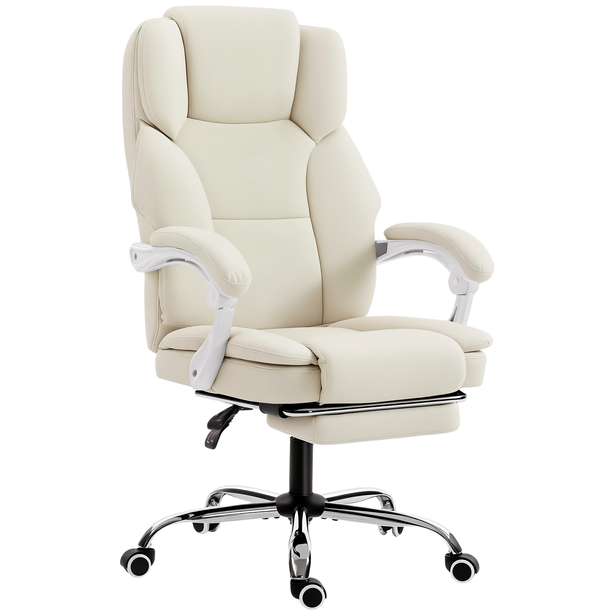 HOMCOM Sedia ergonomica da scrivania, poltrona da scrivania con schienale reclinabile, altezza regolabile, poggiapiedi, girevole ° e