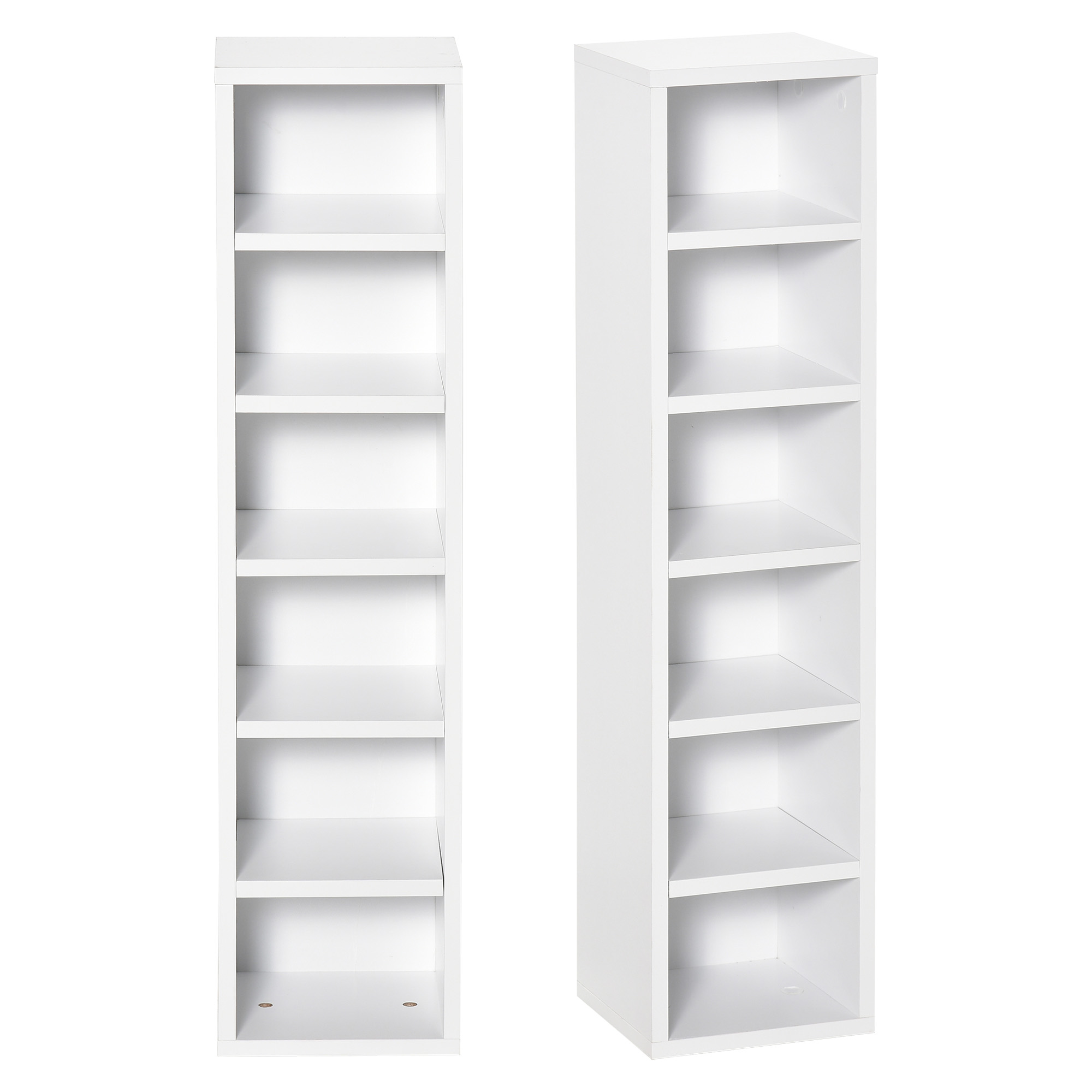 HOMCOM Set di 2 scaffali a colonna, mobile portaoggetti CD-DVD 6 + 6 scomparti dim. 21L x 19l x 88H cm Max. Capacità CD B
