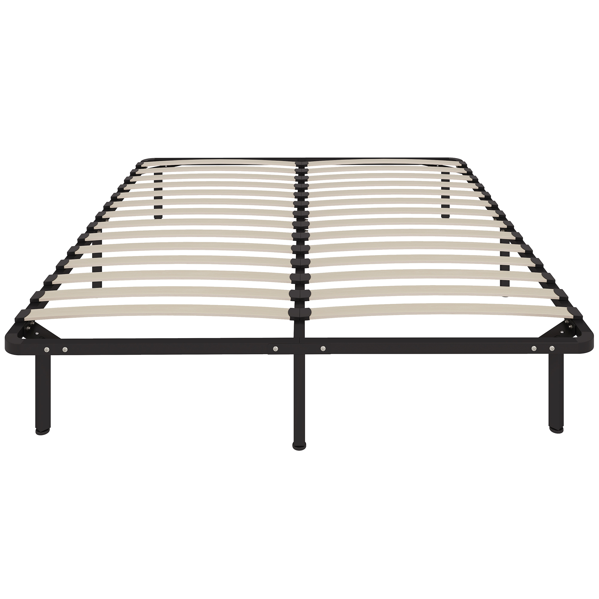 HOMCOM Struttura letto 160x190 cm, letto matrimoniale solido con base a doghe e piedi, altezza 26 cm con contenitore