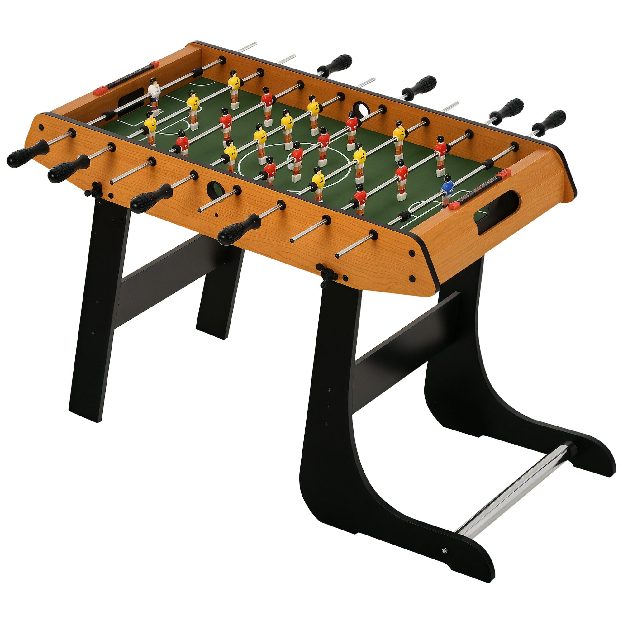 HOMCOM Tavolo da calcio balilla pieghevole per bambini, dim. ridotte. 98L x 42l x 62H cm 2 palline incluse, imitazione MDF, colore nero