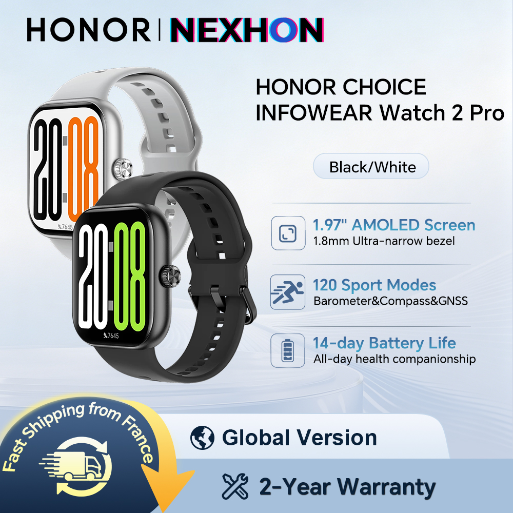 HONOR CHOICE Watch 2 Pro, Smartwatch Versione Globale, Schermo AMOLED da 1,97 Pollici con Cornice Sottile, Supporto Barometro e Bussola, Posizionamento GNSS Autonomo, HONOR CHOICE INFOWEAR Watch 2 Pro