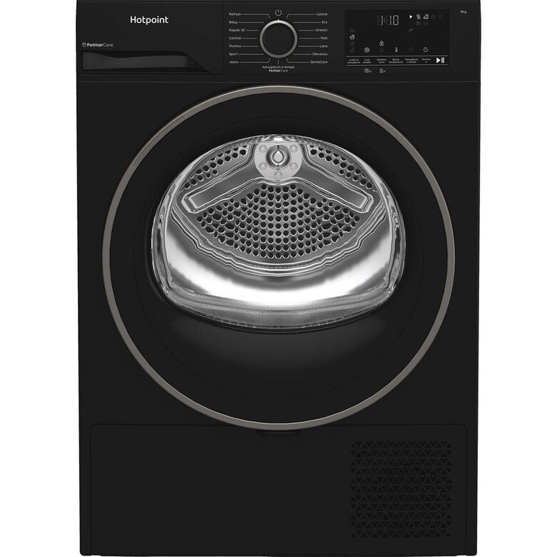 Hotpoint Ariston HPT 94D BBS IT, Capacità 9kg, classe C, colore Black,EasyIron, PetHair Removal Profondità mobile 60cm