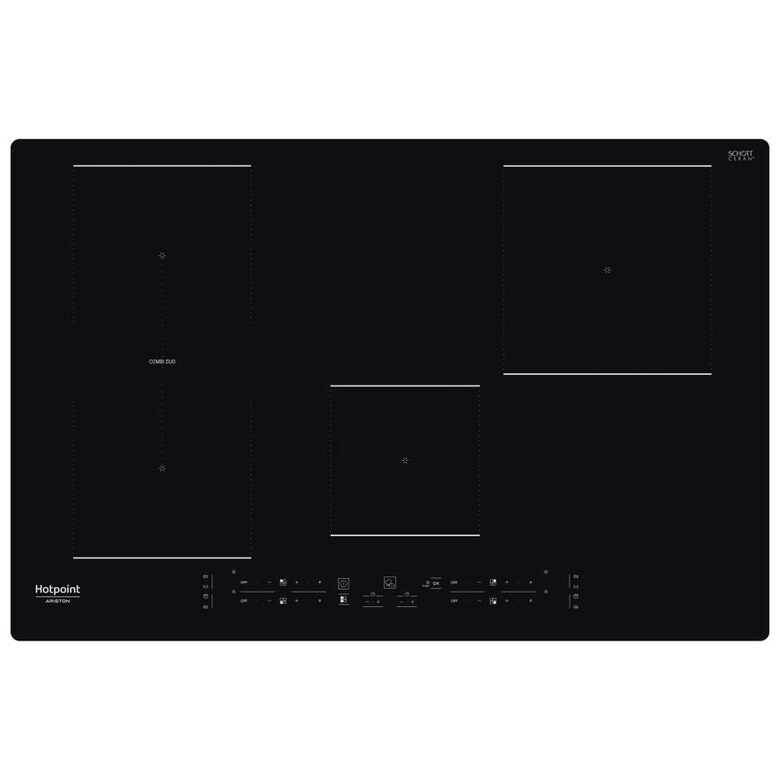 HOTPOINT HB 0577B NE PIANO COTTURA A INDUZIONE, 4 zone di cottura, dimensioni: L 77 cm, P 51 piano in Vetroceramica, Nero