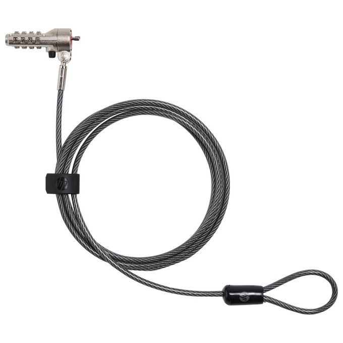 HP 63B31AA Essential Lucchetto a Combinazione per Cavo Nano Slot Nano-Lock 1,83 m colore Acciaio inossidabile