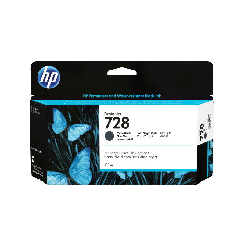 Hp 728 130-ml matte black designjet ink cartridge cartuccia d`inchiostro 1 pz originale resa standard nero opaco Hp 728 130-ml matte black designjet ink cartridge cartuccia d`inchiostro 1 pz originale resa standard nero opaco