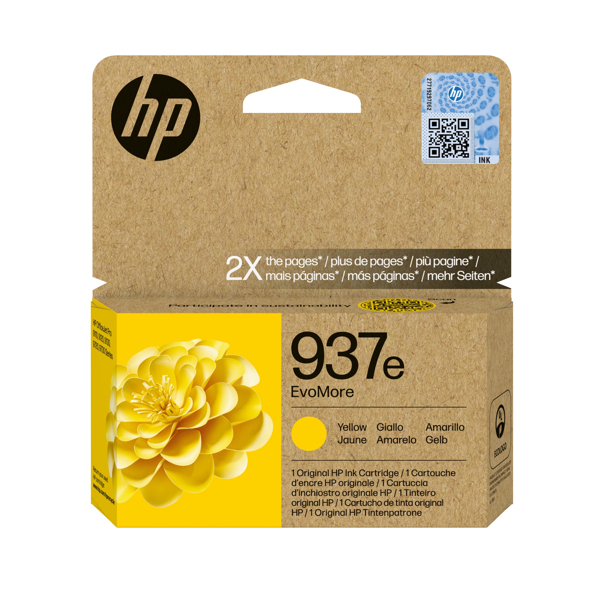 HP Cartuccia di inchiostro giallo originale 937e EvoMore