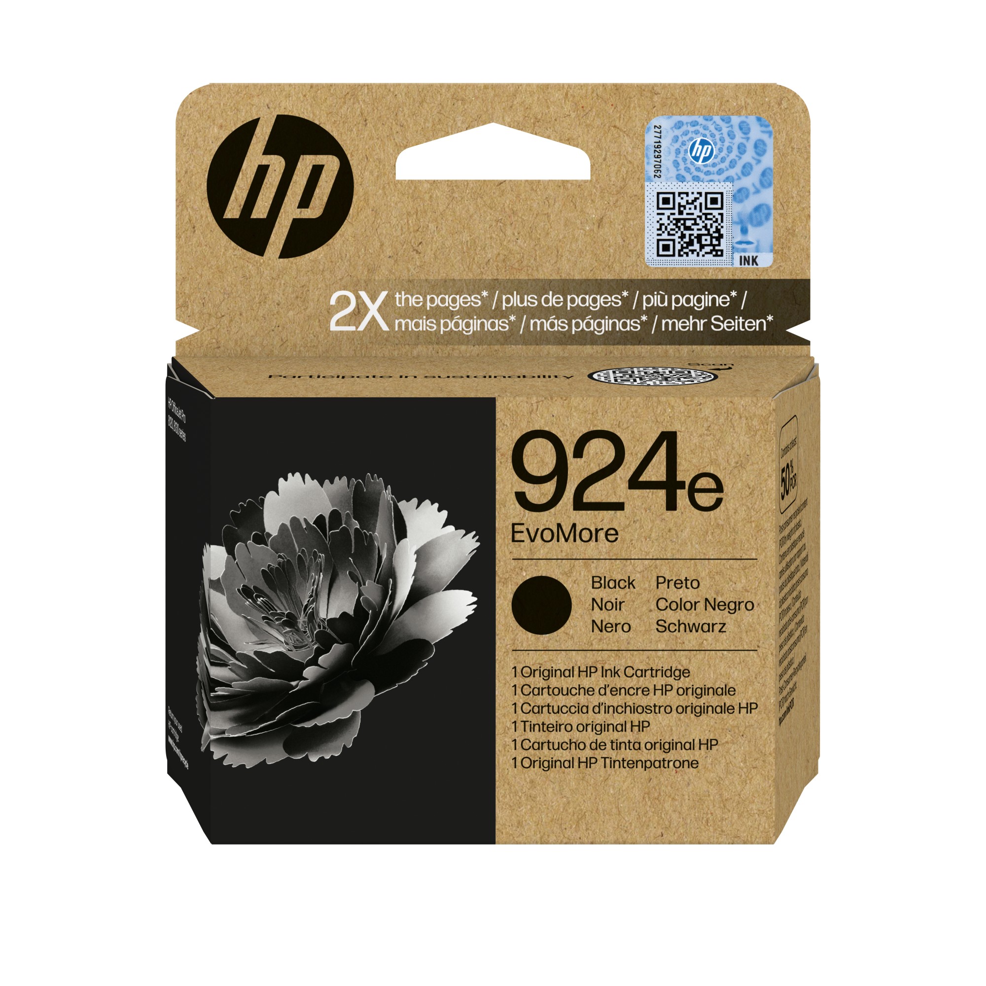 HP Cartuccia di inchiostro nero originale 924e EvoMore
