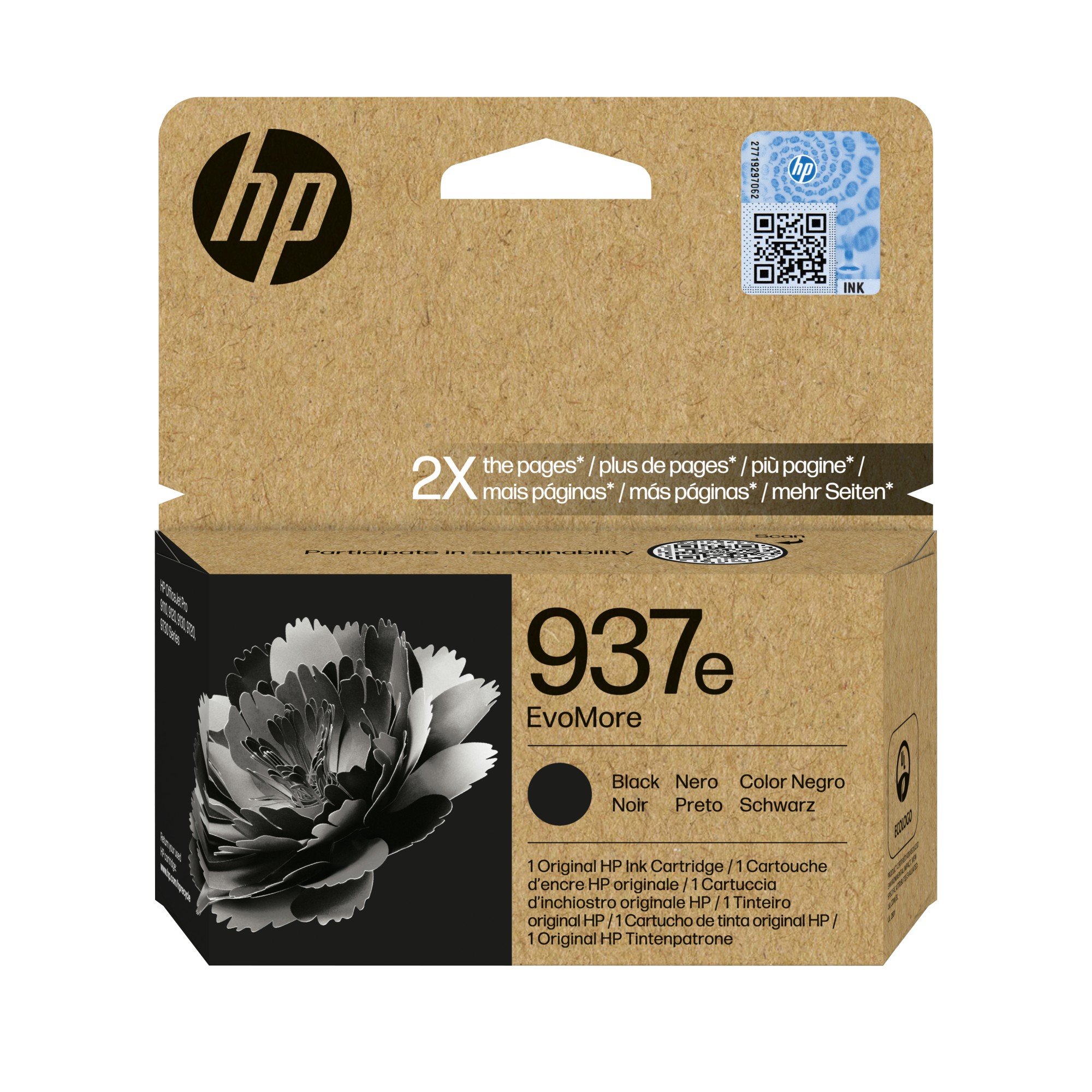 HP Cartuccia di inchiostro nero originale 937e EvoMore HP Cartuccia di inchiostro nero originale 937e EvoMore