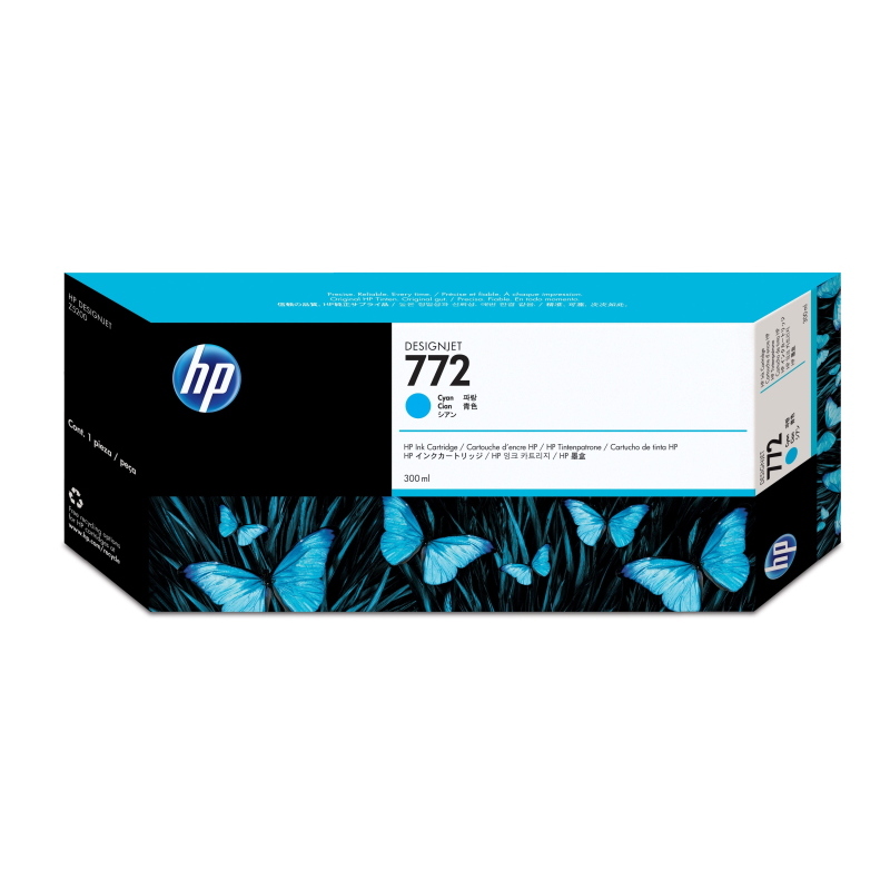 Hp cartuccia inchiostro ciano designjet 772, 300 ml