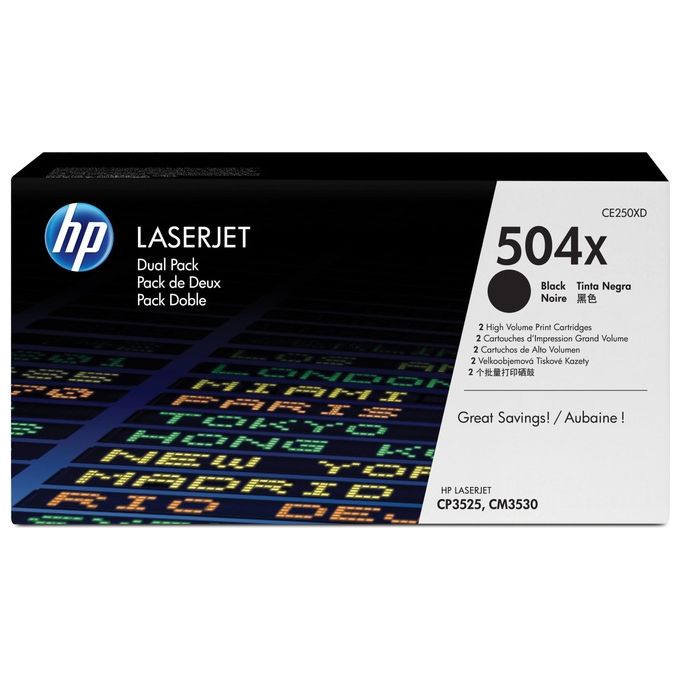 HP CE250XD Confezione da 2 cartucce originali di Toner nero ad alta capacita' LaserJet 504X Resa 21000 pagine Tipo XL colore Nero