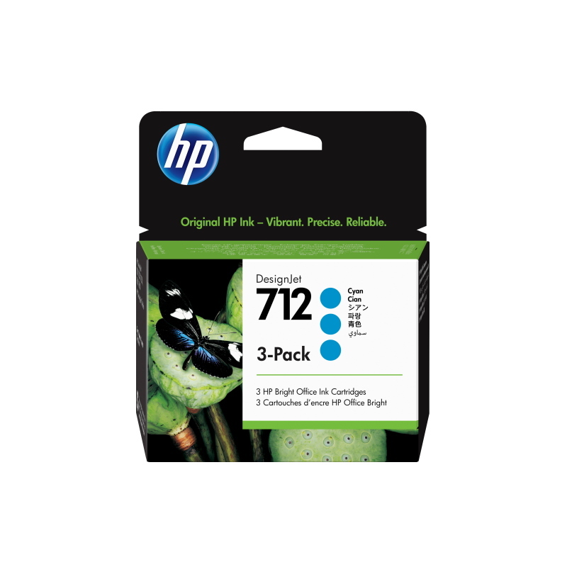 Hp confezione da 3 cartucce di inchiostro ciano originale designjet 712 da 29 ml Hp confezione da 3 cartucce di inchiostro ciano originale designjet 712 da 29 ml