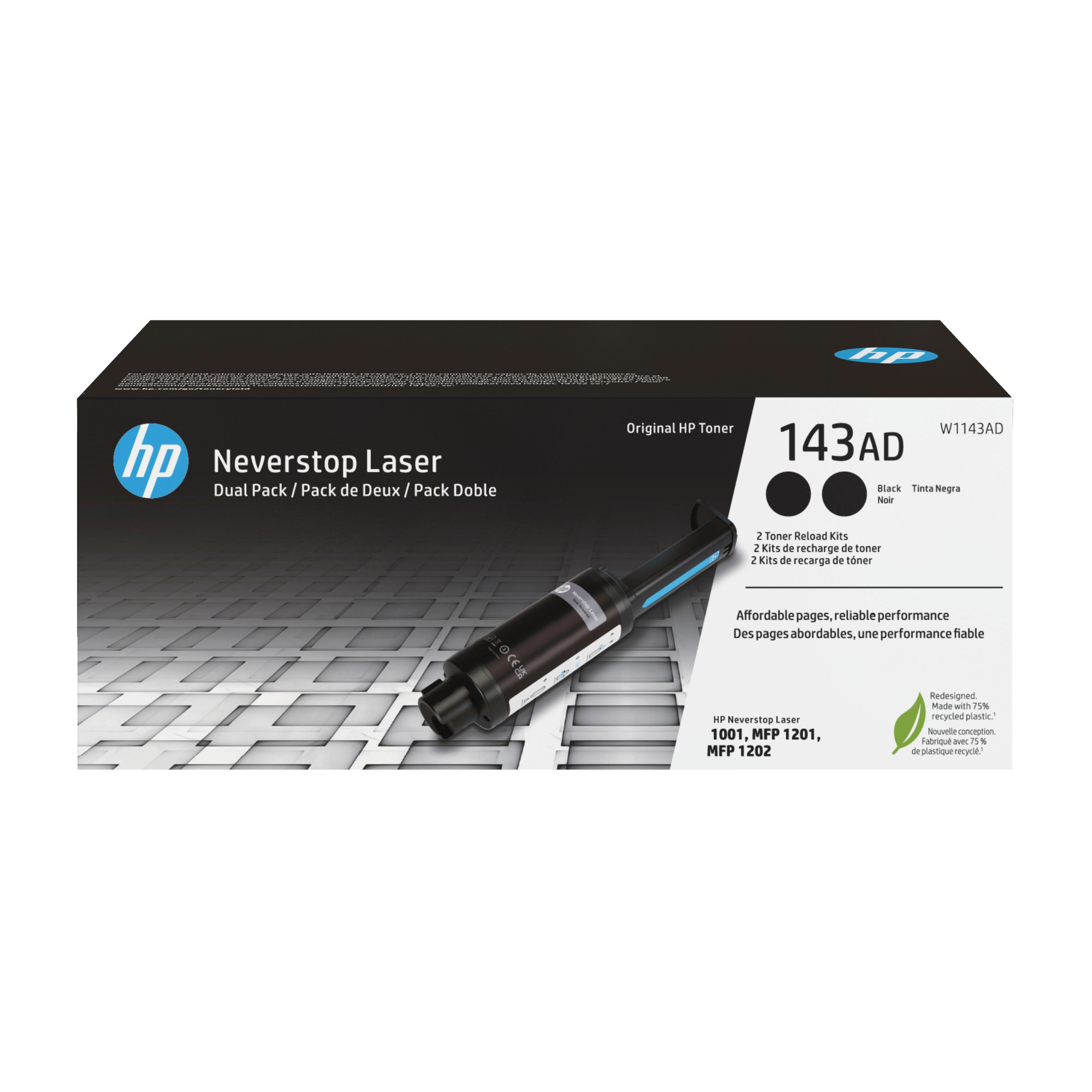 HP Kit ricarica toner nero originale Neverstop 143AD dual-pack HP Kit ricarica toner nero originale Neverstop 143AD dual-pack