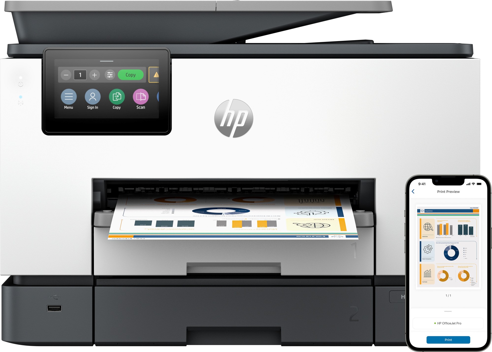 HP OfficeJet Pro Stampante multifunzione 9130b Colore