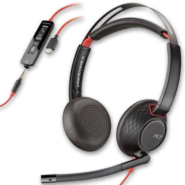 HP Poly Cuffie Poly Blackwire 5220 stereo USB-C + spinotto da 3,5 mm + adattatore USB-C/A (sfuse)