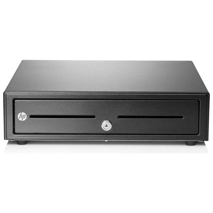 HP QT457AA#ABB Cassetto per contanti elettronico 6 scomparti in acciaio con serratura e doppio slot per supporti colore Nero