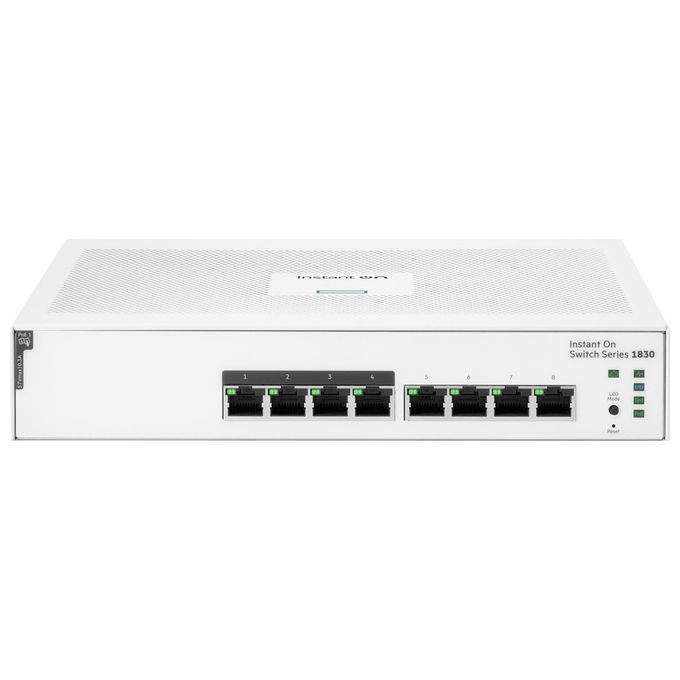 HPE JL811A Aruba Instant On 1830 Switch Gestito L2 8 porte Gigabit PoE Classe 4 65W HPE JL811A Aruba Instant On 1830 Switch Gestito L2 8 porte Gigabit PoE Classe 4 65W