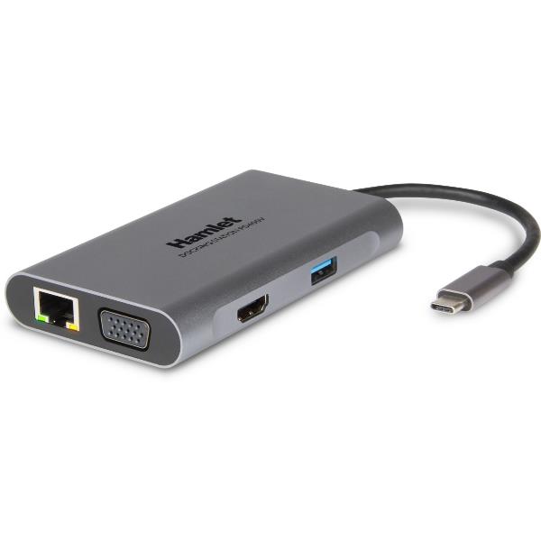 HUB 5 in 1 Docking Station Usb C Pd 85W Gray HDKC PD400V