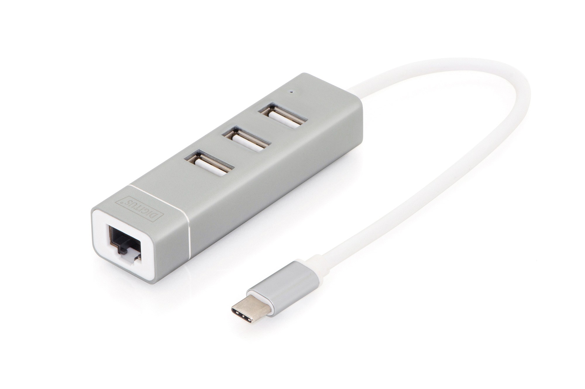 Hub Con 3 Porte Usb 2.0 Tipo A E 1 Porta Rete Rj45 Connettore Maschio Tipo C Hub Con 3 Porte Usb 2.0 Tipo A E 1 Porta Rete Rj45 Connettore Maschio Tipo C