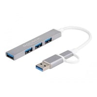 Hub USB slim a 4 porte con USB Type-C o USB Type-A