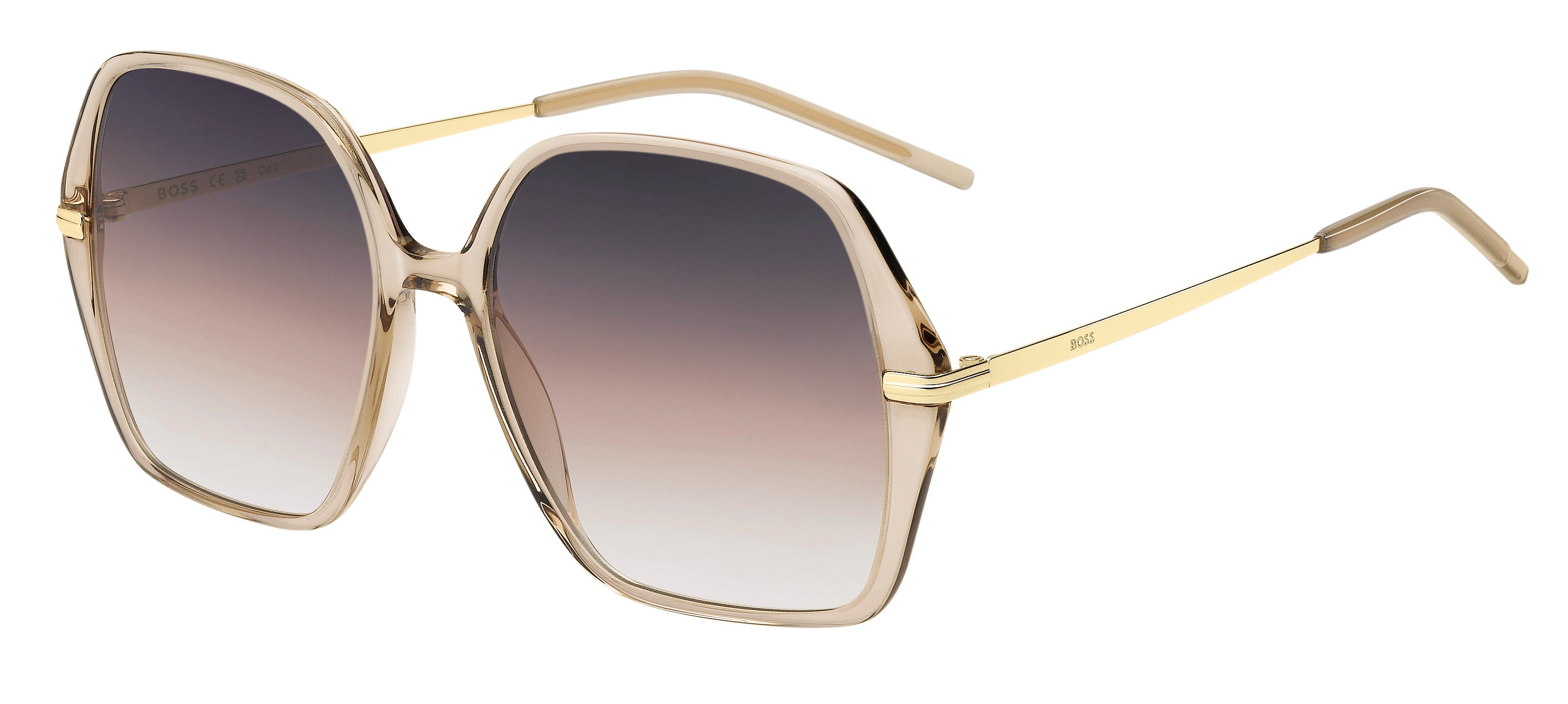 Hugo Boss Donna Hugo Boss BOSS 1660/S 84A/PR Occhiali da sole Acetato Beige Multicolore Squadrata Sfumato
