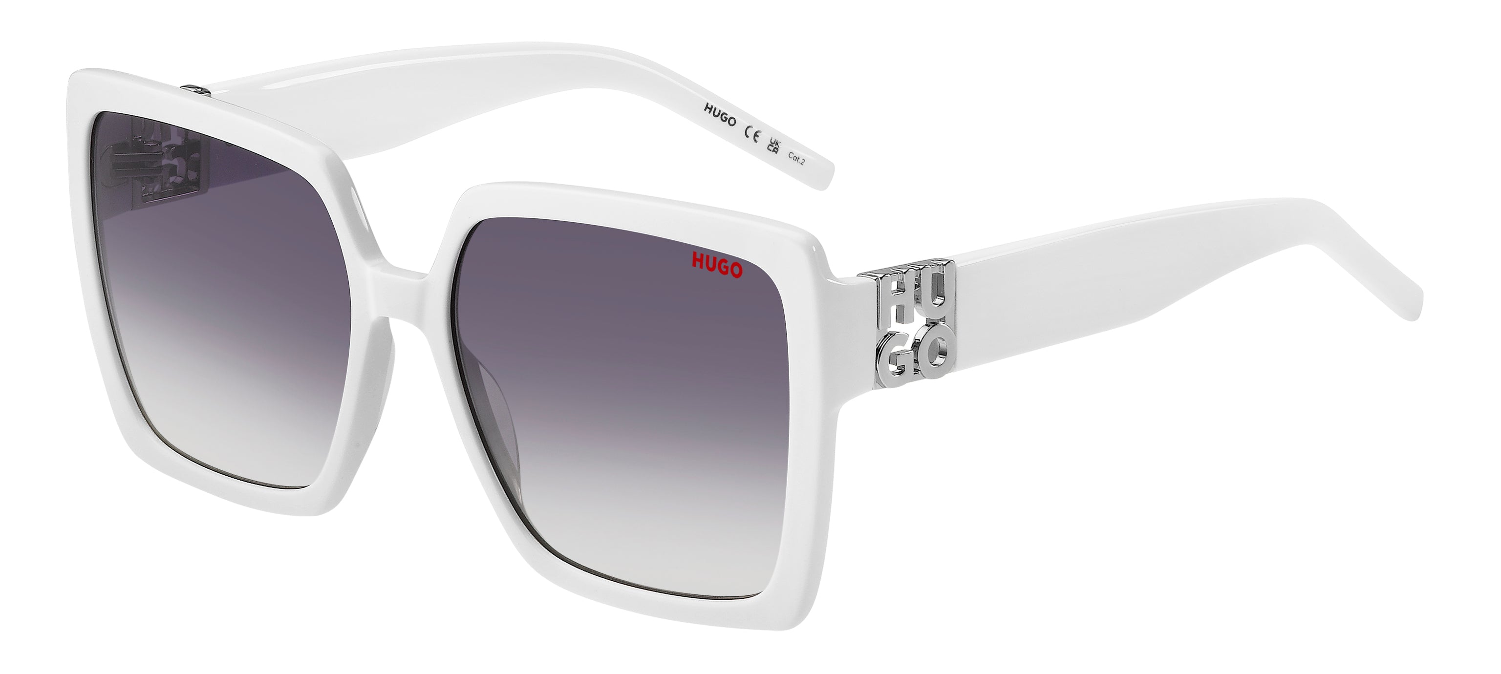 Hugo Boss Donna Hugo Boss HG 1285/S VK6/9O Occhiali da sole Acetato Bianco Grigio Squadrata Sfumato