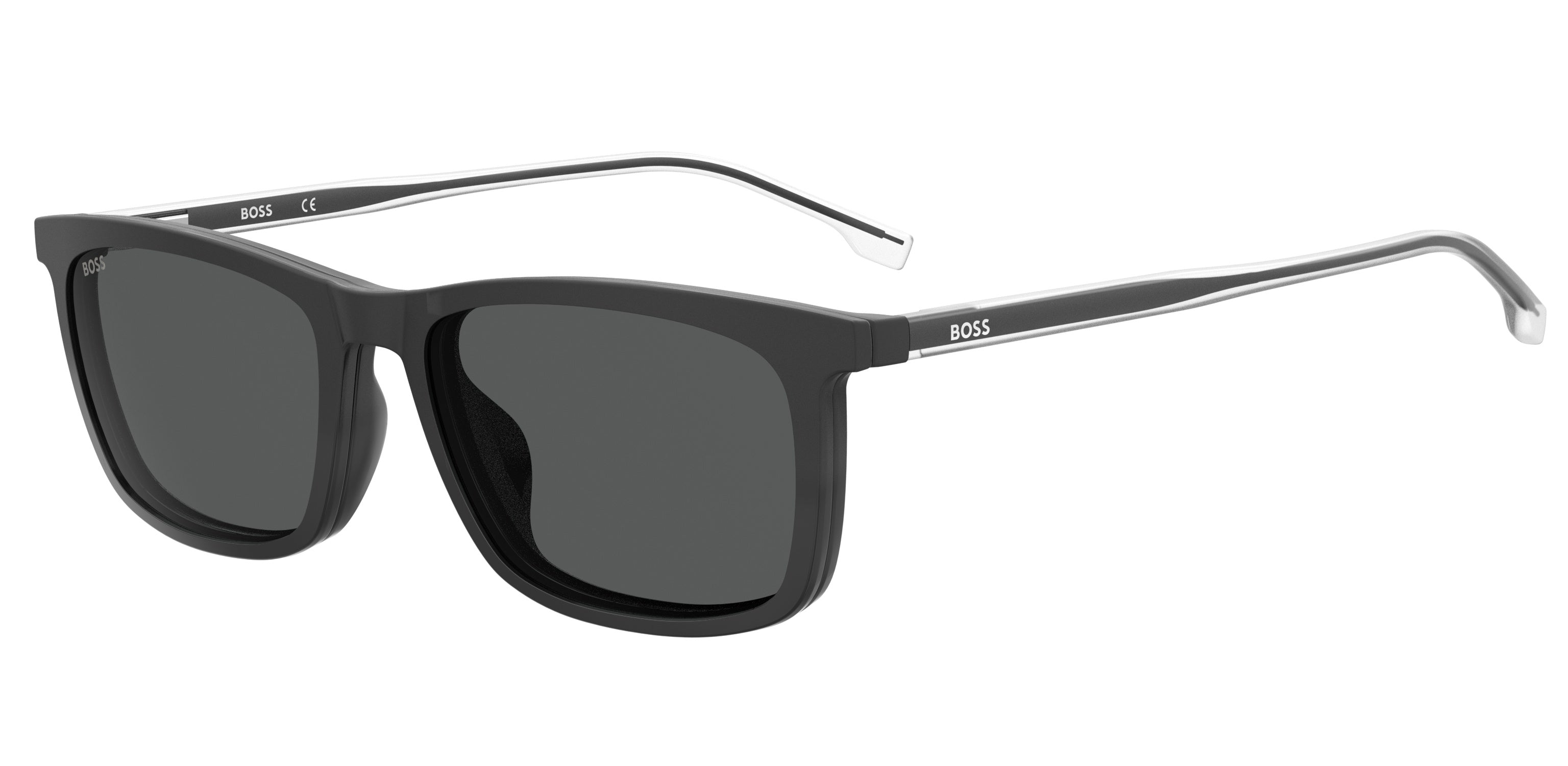 Hugo Boss Uomo Hugo Boss BOSS 1150/CS 003/IR Occhiali da sole Plastica Nero-opaco Grigio Squadrata Clip-on Hugo Boss Uomo Hugo Boss BOSS 1150/CS 003/IR Occhiali da sole Plastica Nero-opaco Grigio Squadrata Clip-on