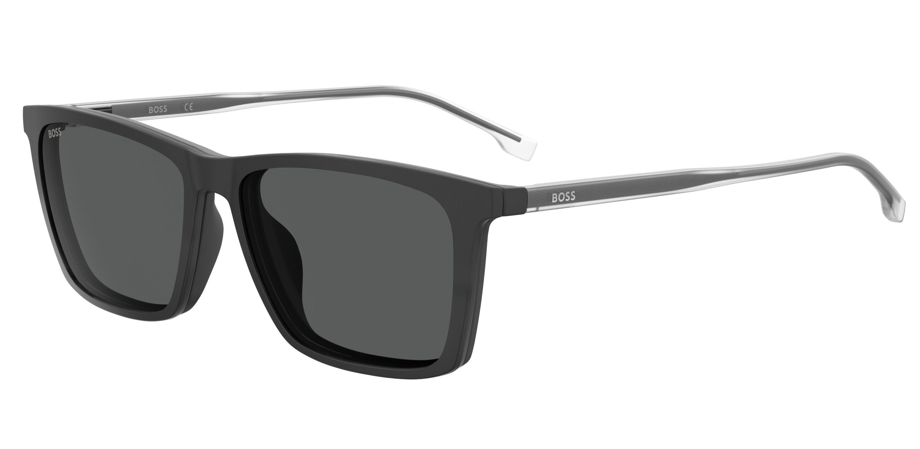 Hugo Boss Uomo Hugo Boss BOSS 1151/CS 003/IR Occhiali da sole Plastica Nero-opaco Grigio Squadrata Clip-on