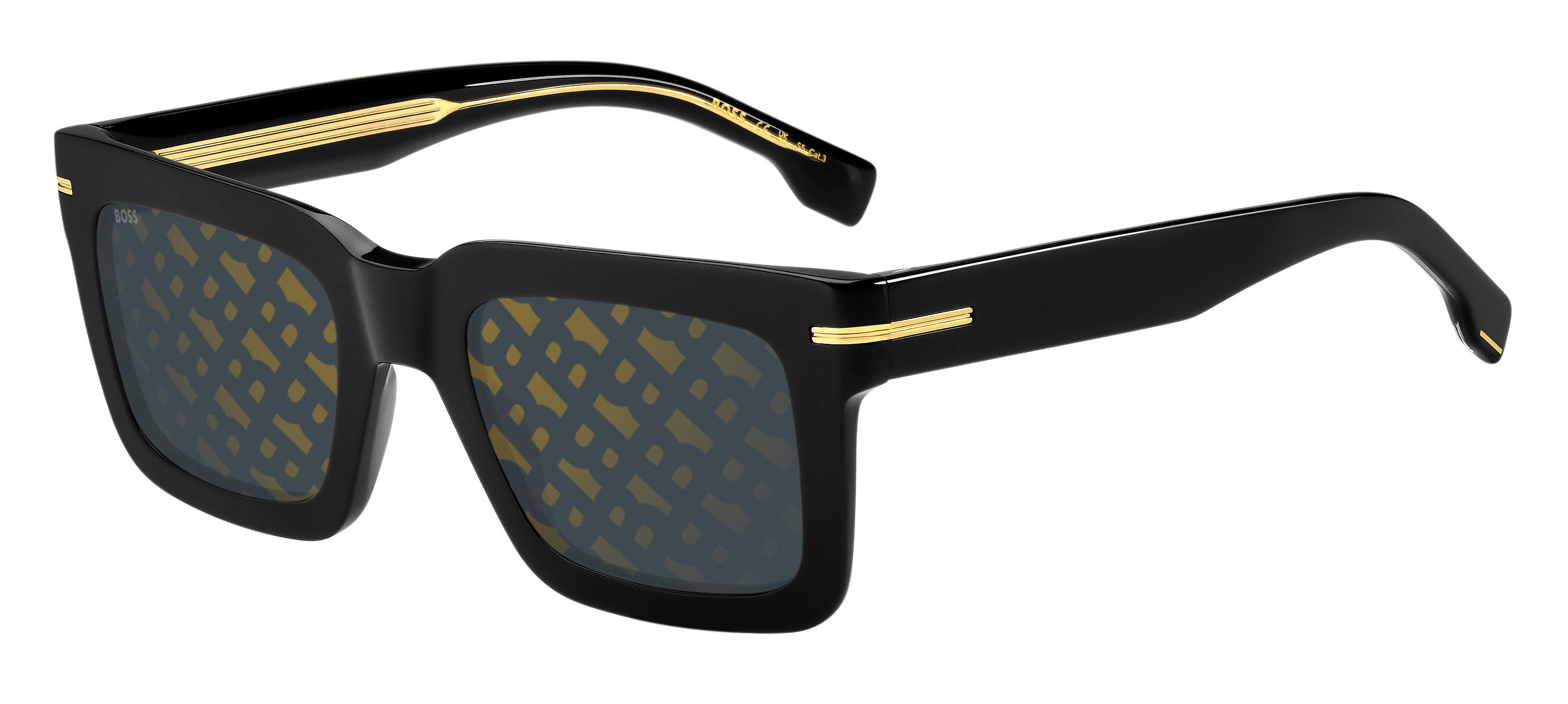 Hugo Boss Uomo Hugo Boss BOSS 1501/S 807/7Y Occhiali da sole Bio-acetato Nero Grigio Squadrata Decorazione