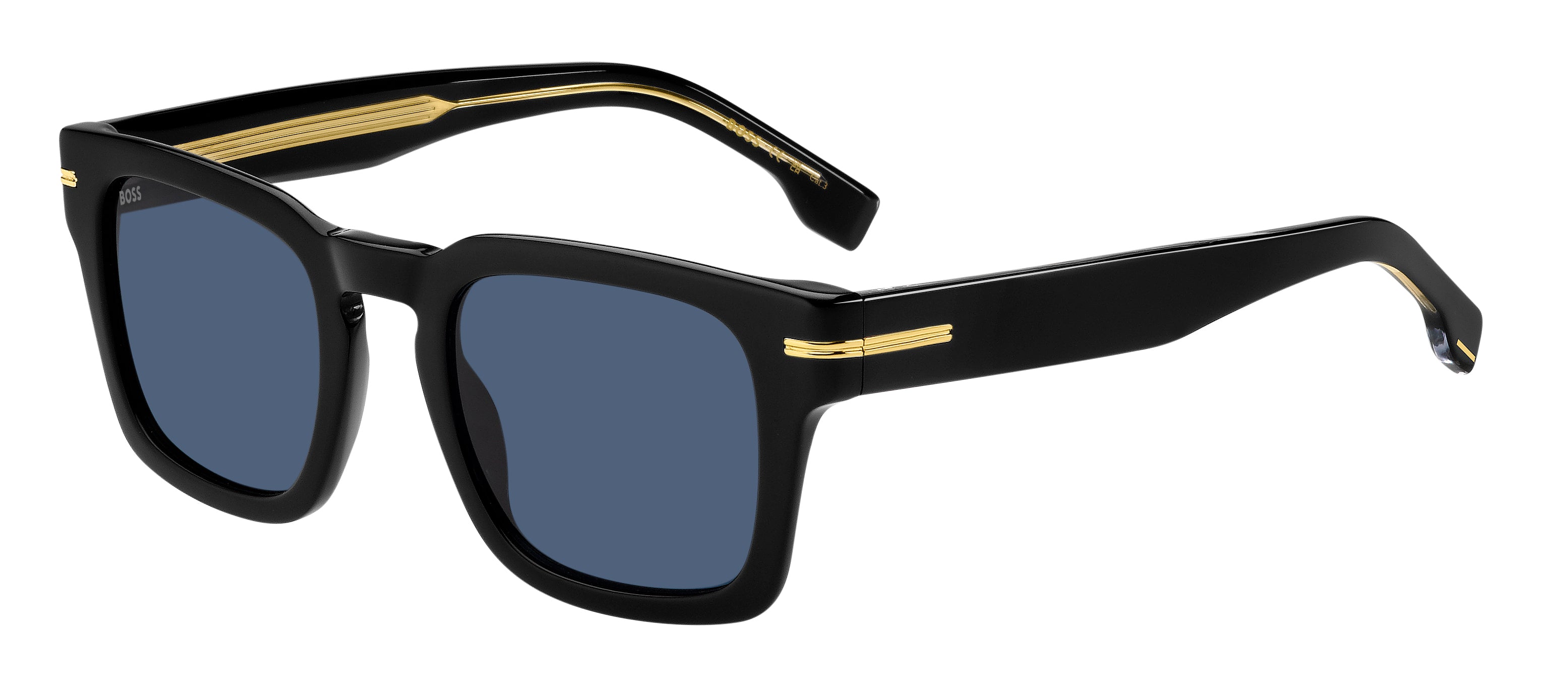 Hugo Boss Uomo Hugo Boss BOSS 1625/S 807/KU Occhiali da sole Acetato Nero Blu Squadrata Hugo Boss Uomo Hugo Boss BOSS 1625/S 807/KU Occhiali da sole Acetato Nero Blu Squadrata