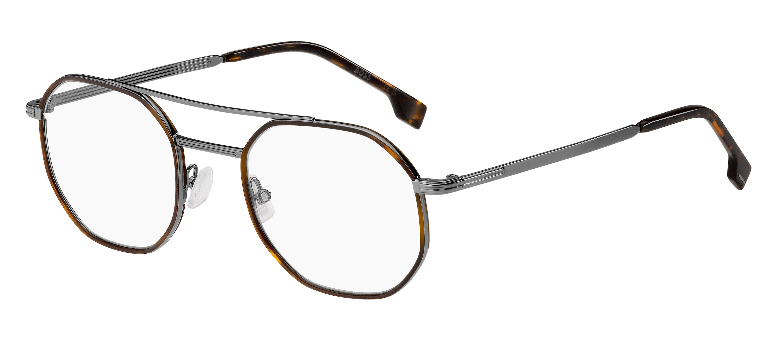 Hugo Boss Uomo Hugo Boss BOSS 1632 EKP Montature da vista Acciaio Havana Canna di Fucile Geometrica Hugo Boss Uomo Hugo Boss BOSS 1632 EKP Montature da vista Acciaio Havana Canna di Fucile Geometrica